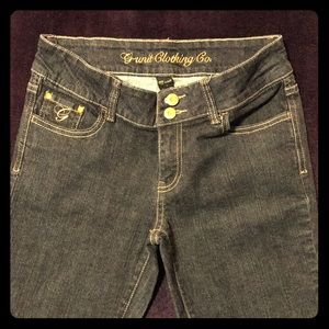 Jeans black faded style, gold threading size 1